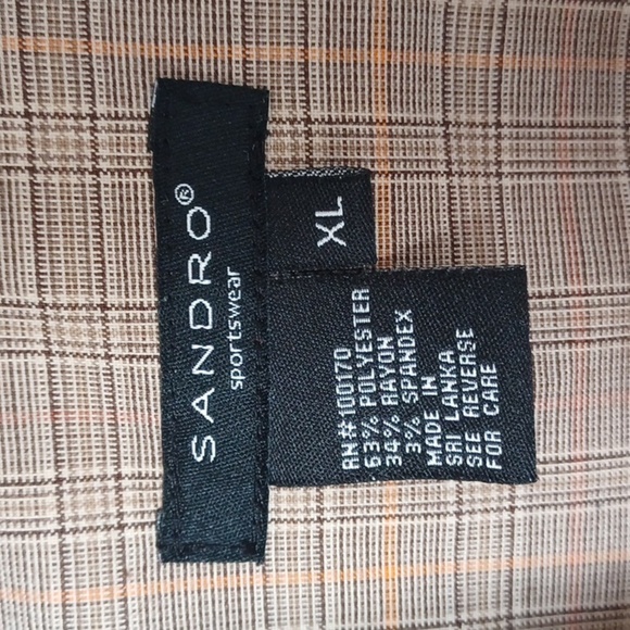 Sandro Plaid Belted Safari Kahki Short Sleeve Jacket XL - Picture 5 of 7